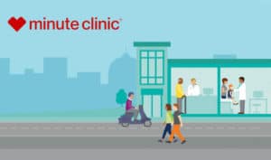 a cute little graphic showing how CVS's minute clinic can help lots of different people